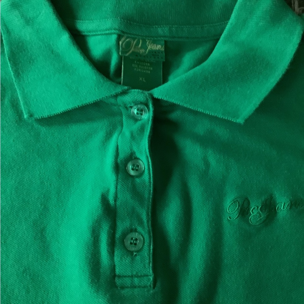 Vintage y2k paco jeans emerald green logo polo size xl